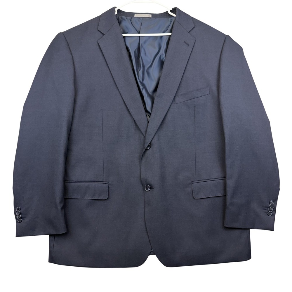 Profilo Suit Jacket Mens 50R Blue Wool Two Button Notch Lapel Classic Fit‎ Lined